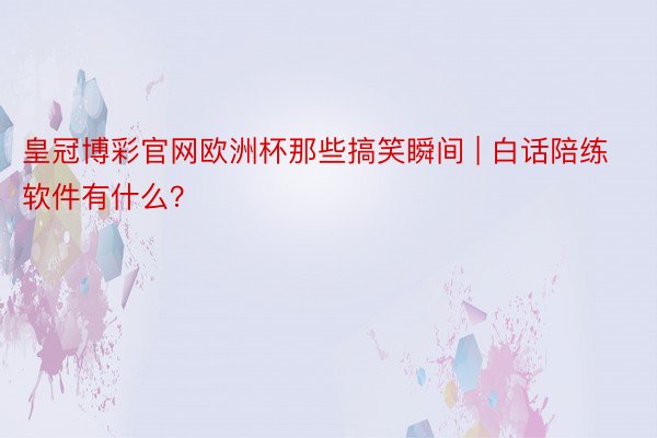 皇冠博彩官网欧洲杯那些搞笑瞬间 | 白话陪练软件有什么？