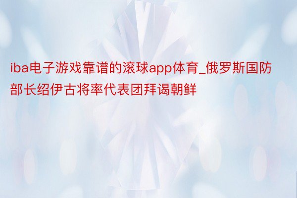 iba电子游戏靠谱的滚球app体育_俄罗斯国防部长绍伊古将率代表团拜谒朝鲜