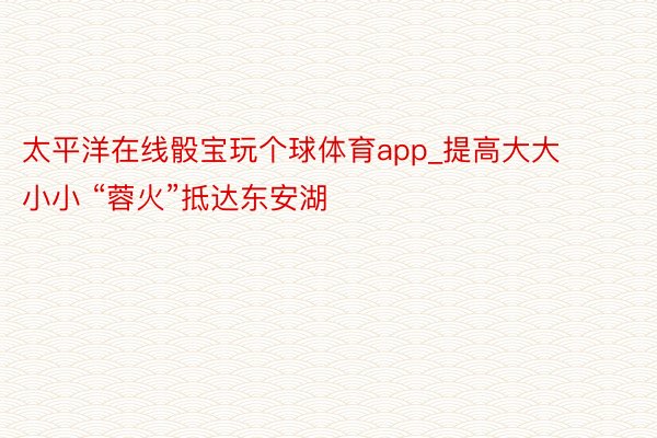 太平洋在线骰宝玩个球体育app_提高大大小小 “蓉火”抵达东安湖