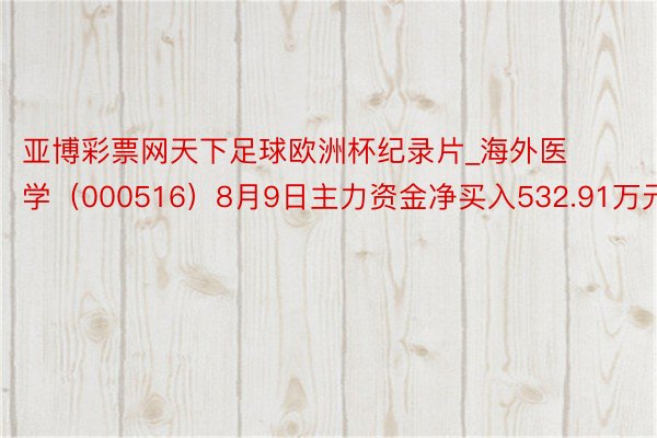 亚博彩票网天下足球欧洲杯纪录片_海外医学（000516）8月9日主力资金净买入532.91万元