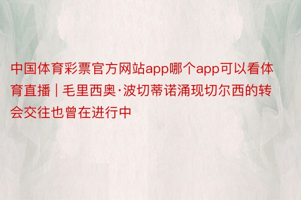 中国体育彩票官方网站app哪个app可以看体育直播 | 毛里西奥·波切蒂诺涌现切尔西的转会交往也曾在进行中