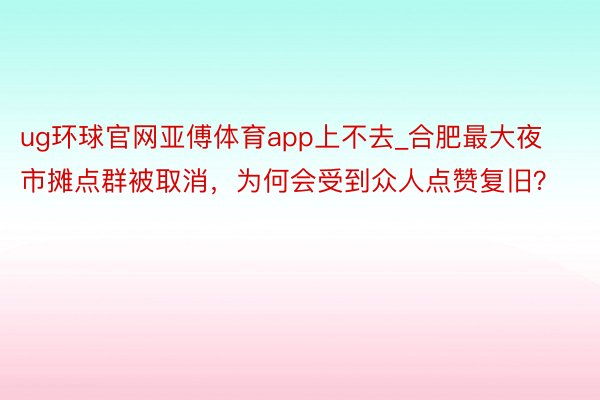 ug环球官网亚傅体育app上不去_合肥最大夜市摊点群被取消，为何会受到众人点赞复旧？