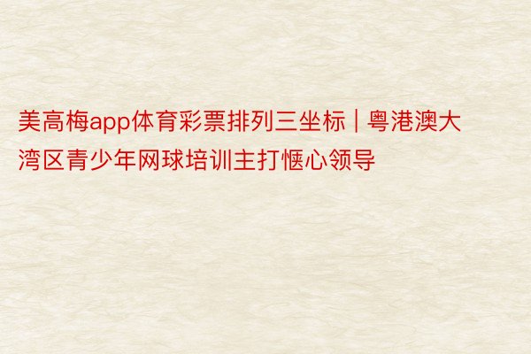 美高梅app体育彩票排列三坐标 | 粤港澳大湾区青少年网球培训主打惬心领导