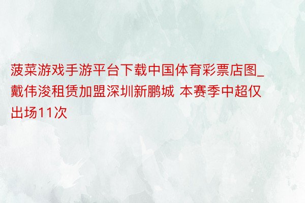 菠菜游戏手游平台下载中国体育彩票店图_戴伟浚租赁加盟深圳新鹏城 本赛季中超仅出场11次